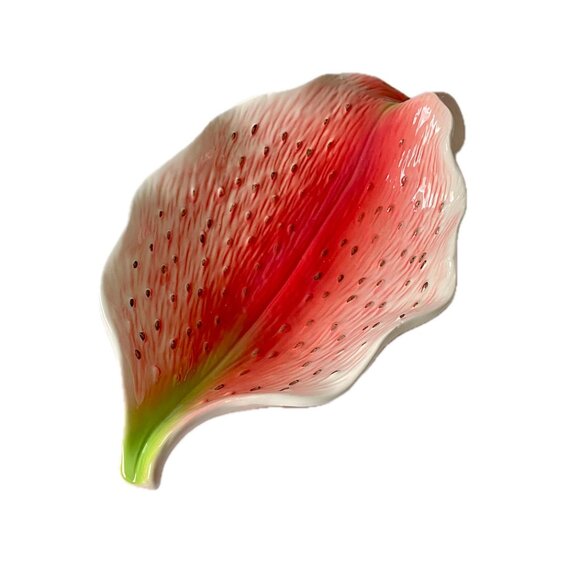 Pacific Rim Art Pottery Orchid Lily Flower Serving Dish 10x5.5" Handpainted 2004 - Picture 8 of 9